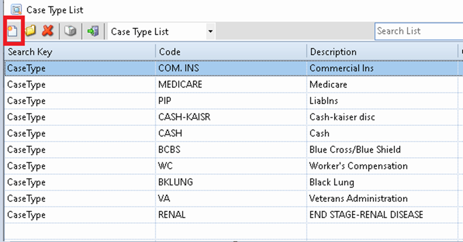 Federal Case Type Codes